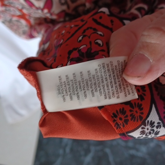 VINCE CAMUTO Womens Orange Tie Lined 3/4 Sleeve Split Shift Dress sz 8 - Picture 9 of 10